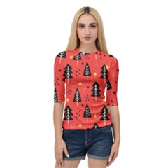 Christmas Christmas Tree Pattern Quarter Sleeve Raglan T-Shirt