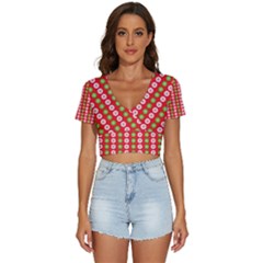 Festive Pattern Christmas Holiday V-neck Crop Top by Amaryn4rt