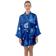 Christmas Pattern Tree Design Long Sleeve Satin Kimono by Amaryn4rt