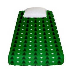 Green Christmas Tree Pattern Background Fitted Sheet (single Size) by Amaryn4rt