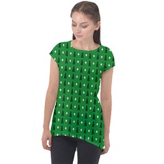 Green Christmas Tree Pattern Background Cap Sleeve High Low Top by Amaryn4rt