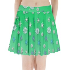 Snowflakes-winter-christmas-overlay Pleated Mini Skirt by Amaryn4rt