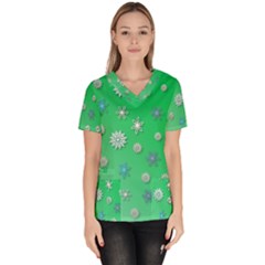 Snowflakes-winter-christmas-overlay Women s V-neck Scrub Top by Amaryn4rt