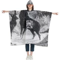 Stag-deer-forest-winter-christmas Women s Hooded Rain Ponchos by Amaryn4rt