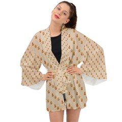 Christmas-wrapping-paper Long Sleeve Kimono by Amaryn4rt