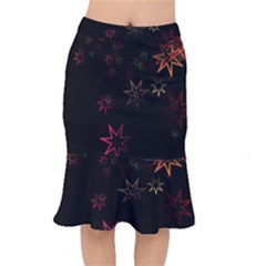 Christmas-background-motif-star Short Mermaid Skirt by Amaryn4rt