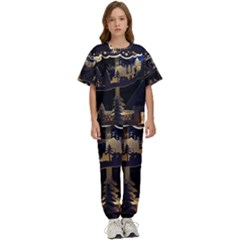 Christmas-advent-candle-arches Kids  T-shirt And Pants Sports Set by Amaryn4rt