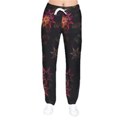 Christmas-background-motif-star Women Velvet Drawstring Pants by Amaryn4rt