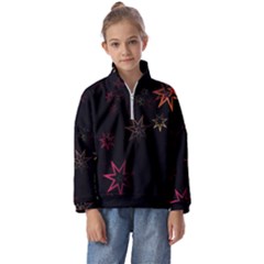 Christmas-background-motif-star Kids  Half Zip Hoodie by Amaryn4rt