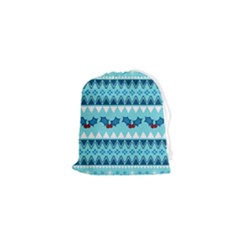 Blue Christmas Vintage Ethnic Seamless Pattern Drawstring Pouch (xs) by Amaryn4rt
