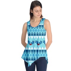 Blue Christmas Vintage Ethnic Seamless Pattern Sleeveless Tunic by Amaryn4rt