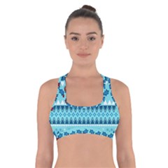 Blue Christmas Vintage Ethnic Seamless Pattern Cross Back Sports Bra by Amaryn4rt