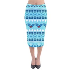 Blue Christmas Vintage Ethnic Seamless Pattern Velvet Midi Pencil Skirt by Amaryn4rt