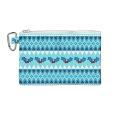 Blue Christmas Vintage Ethnic Seamless Pattern Canvas Cosmetic Bag (medium) by Amaryn4rt