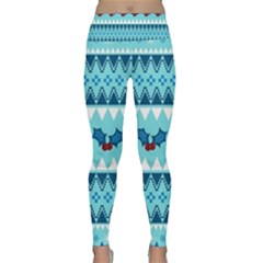 Blue Christmas Vintage Ethnic Seamless Pattern Lightweight Velour Classic Yoga Leggings