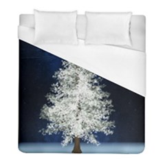 Tree Pine White Starlight Night Winter Christmas Duvet Cover (full/ Double Size) by Amaryn4rt