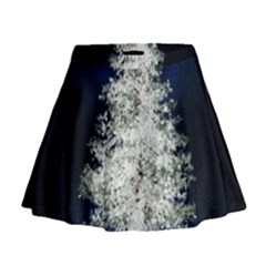 Tree Pine White Starlight Night Winter Christmas Mini Flare Skirt