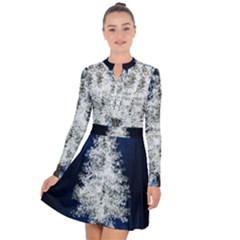 Tree Pine White Starlight Night Winter Christmas Long Sleeve Panel Dress by Amaryn4rt