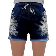 Tree Pine White Starlight Night Winter Christmas Sleepwear Shorts by Amaryn4rt