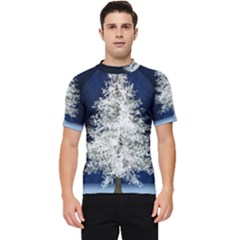 Tree Pine White Starlight Night Winter Christmas Men s Short Sleeve Rash Guard by Amaryn4rt