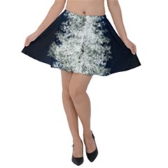 Tree Pine White Starlight Night Winter Christmas Velvet Skater Skirt by Amaryn4rt