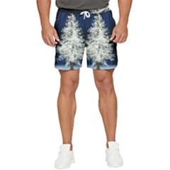 Tree Pine White Starlight Night Winter Christmas Men s Runner Shorts by Amaryn4rt