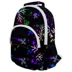 Snowflakes Snow Winter Christmas Rounded Multi Pocket Backpack by Amaryn4rt