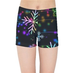 Snowflakes Snow Winter Christmas Kids  Sports Shorts by Amaryn4rt