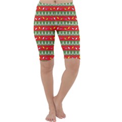 Christmas-papers-red-and-green Cropped Leggings  by Amaryn4rt