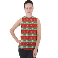 Christmas-papers-red-and-green Mock Neck Chiffon Sleeveless Top by Amaryn4rt