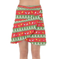 Christmas-papers-red-and-green Wrap Front Skirt by Amaryn4rt