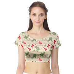 Christmas-paper-scrapbooking-- Short Sleeve Crop Top