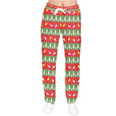 Christmas-papers-red-and-green Women Velvet Drawstring Pants by Amaryn4rt