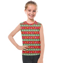 Christmas-papers-red-and-green Kids  Mesh Tank Top by Amaryn4rt