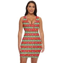 Christmas-papers-red-and-green Draped Bodycon Dress by Amaryn4rt