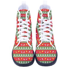 Christmas-papers-red-and-green Kid s High-top Canvas Sneakers by Amaryn4rt