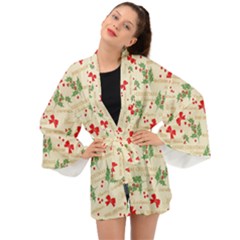 Christmas-paper-scrapbooking-- Long Sleeve Kimono by Amaryn4rt