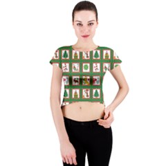 Christmas-paper-christmas-pattern Crew Neck Crop Top