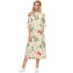 Christmas-paper-scrapbooking-- Bow Sleeve Chiffon Midi Dress