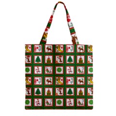 Christmas-paper-christmas-pattern Zipper Grocery Tote Bag