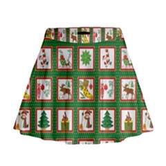 Christmas-paper-christmas-pattern Mini Flare Skirt