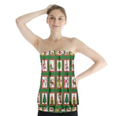 Christmas-paper-christmas-pattern Strapless Top