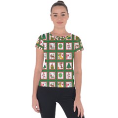 Christmas-paper-christmas-pattern Short Sleeve Sports Top 