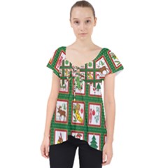 Christmas-paper-christmas-pattern Lace Front Dolly Top