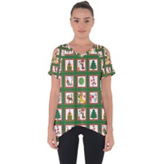 Christmas-paper-christmas-pattern Cut Out Side Drop T-Shirt