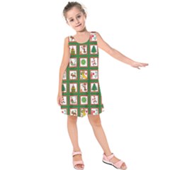 Christmas-paper-christmas-pattern Kids  Sleeveless Dress