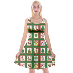 Christmas-paper-christmas-pattern Reversible Velvet Sleeveless Dress