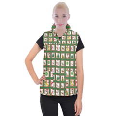 Christmas-paper-christmas-pattern Women s Button Up Vest