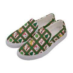 Christmas-paper-christmas-pattern Women s Canvas Slip Ons