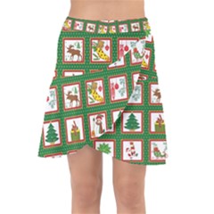 Christmas-paper-christmas-pattern Wrap Front Skirt